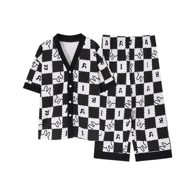 MADALLO Pajama Set Women's Black White-0