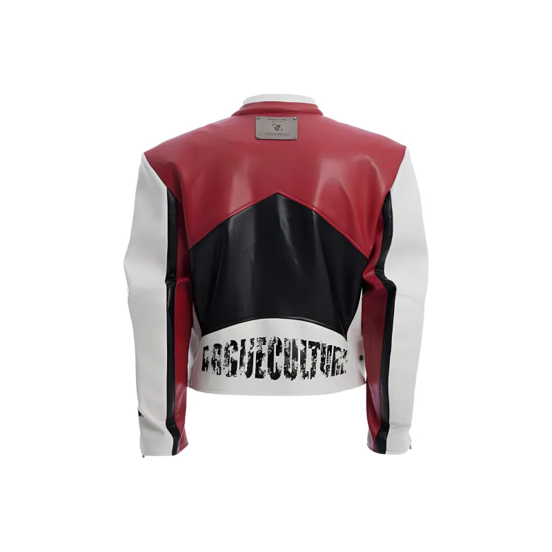 ARGUE Leather Jacket Unisex Jacket In The Color Of A Hawk's Mantle Red.-1