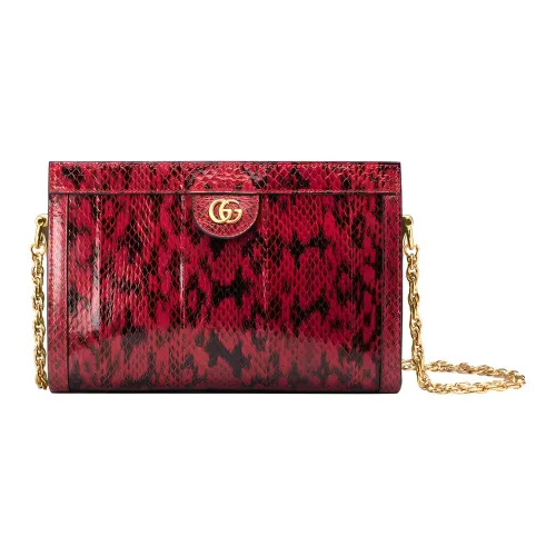 GUCCI Ophidia Python Skin Shoulder Bag Crossbody Bag Small Size Women's Red