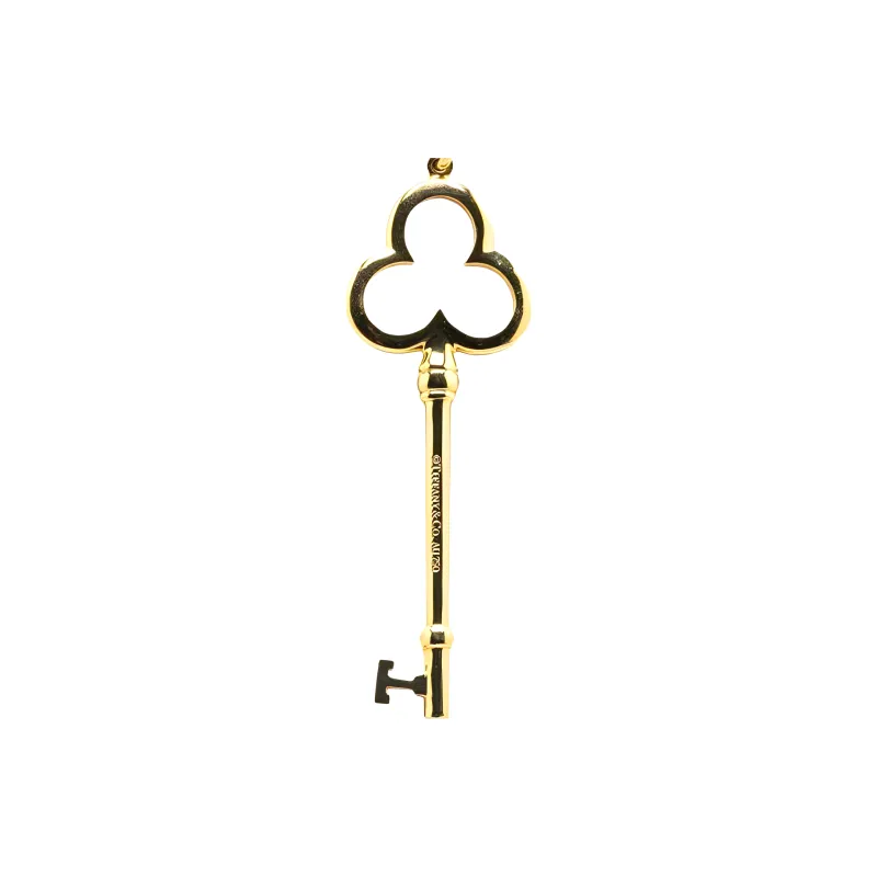 TIFFANY & CO. 2000 2025 18K Yellow Gold Trefoil Open Key Pendant Necklace-1