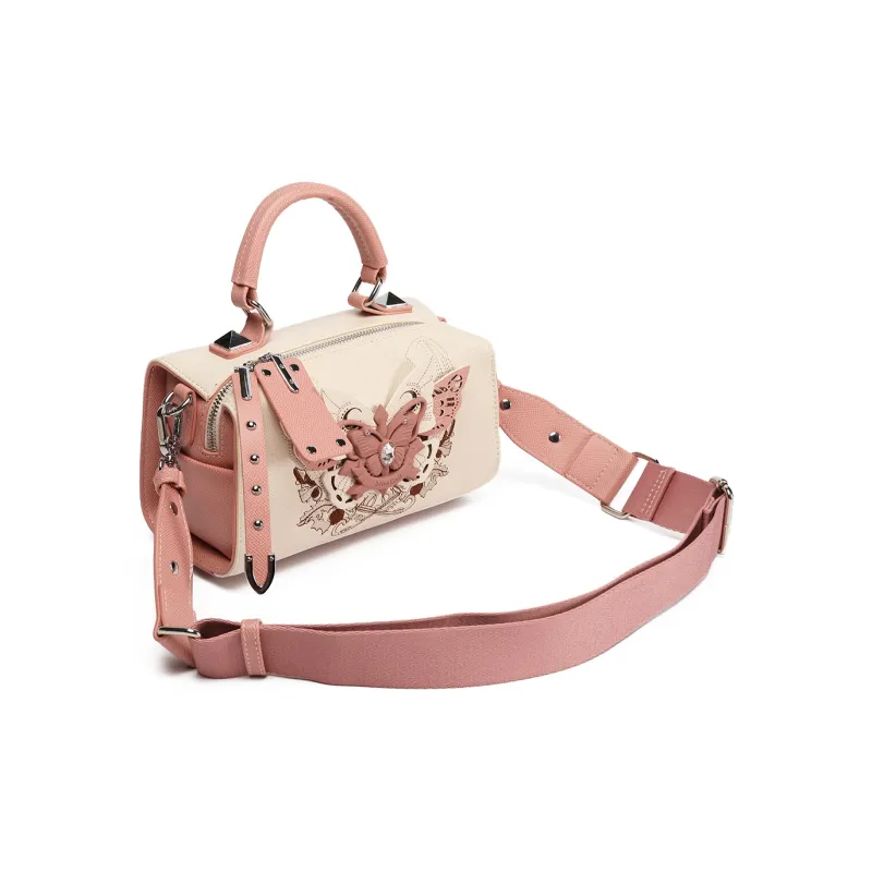 MISS GAIL Synthetic Leather One Shoulder Handbag Regular Women's White & Pink-2