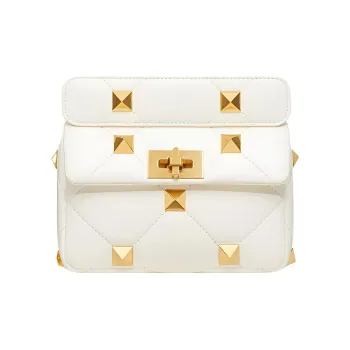 Valentino ROMAN STUD Sheepskin Handbag, Crossbody Bag, Shoulder Bag Women's Pearl White