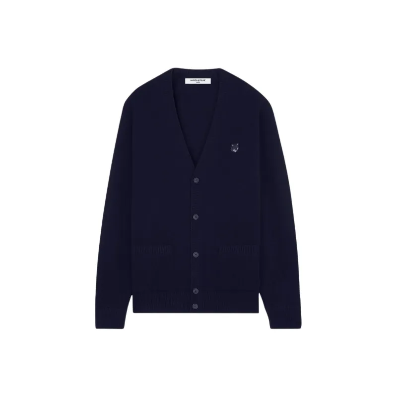 Maison Kitsune Bold Fox Head Patch Knit Cardigan-0
