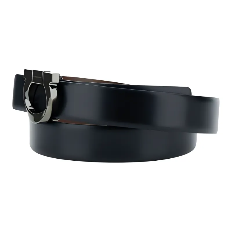 FERRAGAMO Calfskin Leather Belts Men's Black  -1