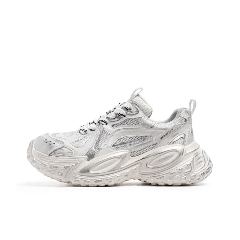OUGLEMEN Abrasion Resistant Breathable Slip Resistant Low Top Chunky Sneakers Men's Box-7