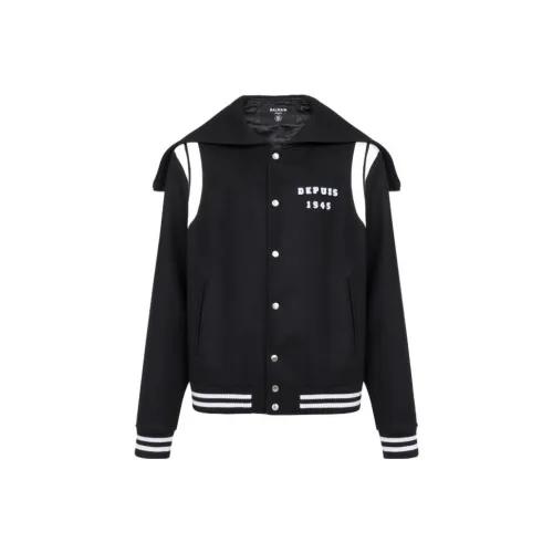 balmain koszulka Hooded Wool Varsity Jacket