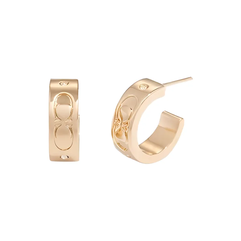 COACH Brass Earrings Women's Gold-0