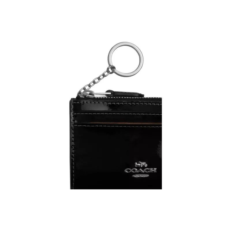 COACH Patent Leather Coin Purses Card Holders Mini Unisex Silver & Black-2