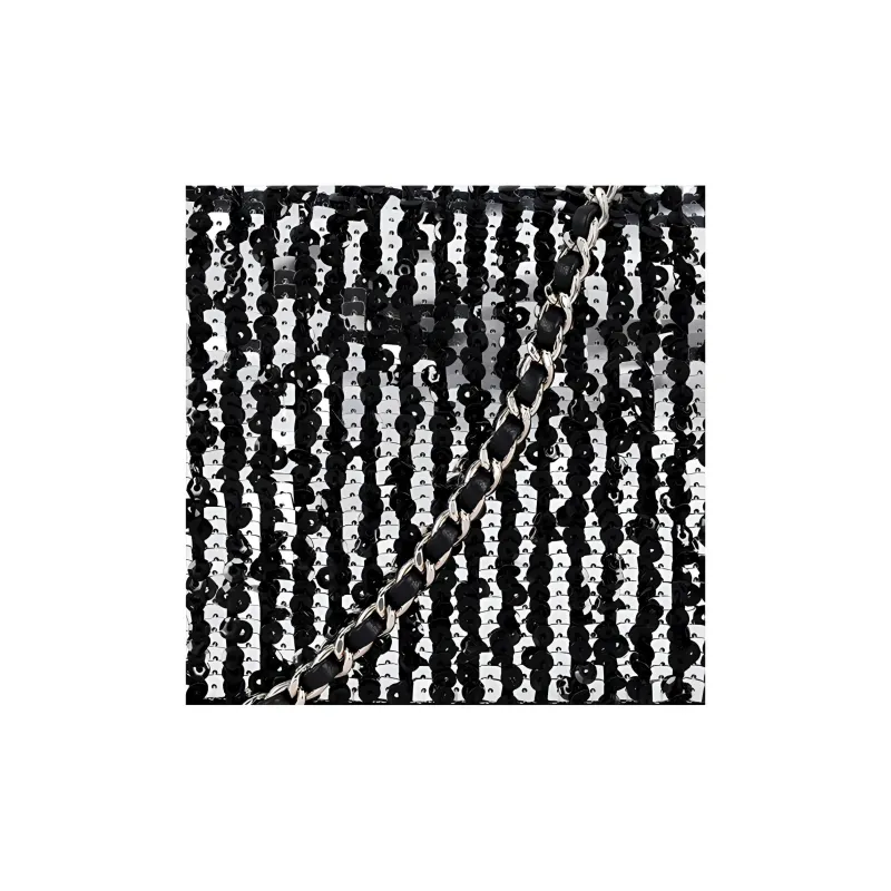 CHANEL 23P SS Rhinestone Sequins Evening Bag, Cell Phone Pouch, Clutch, Shoulder Bag, Crossbody Bag Women's Black-5