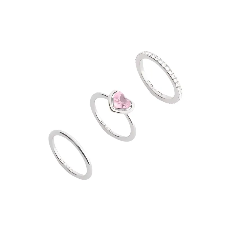 COACH Brass Plated, Glass, Cubic Zircon Rings Women's Silver-1