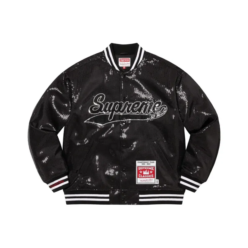 Supreme Mitchell & Ness Sequin Varsity Jacket-0