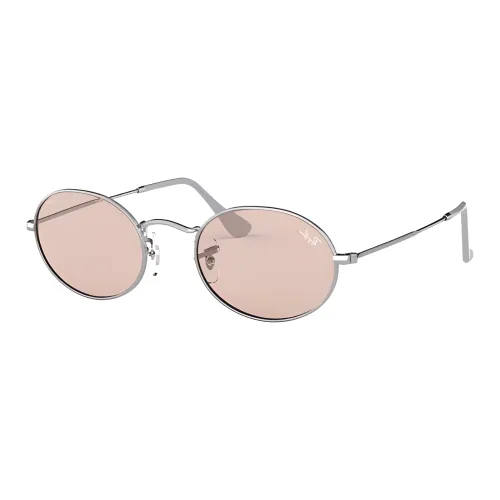 RayBan Crystal Metal Oval Sunglasses Women's Silver Pink