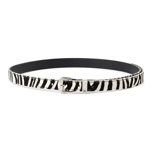 Beams ART-BROWN Two-Tone Design Cow Leather Leather Belts Women's Zebra estampill/Black Width: 2CM