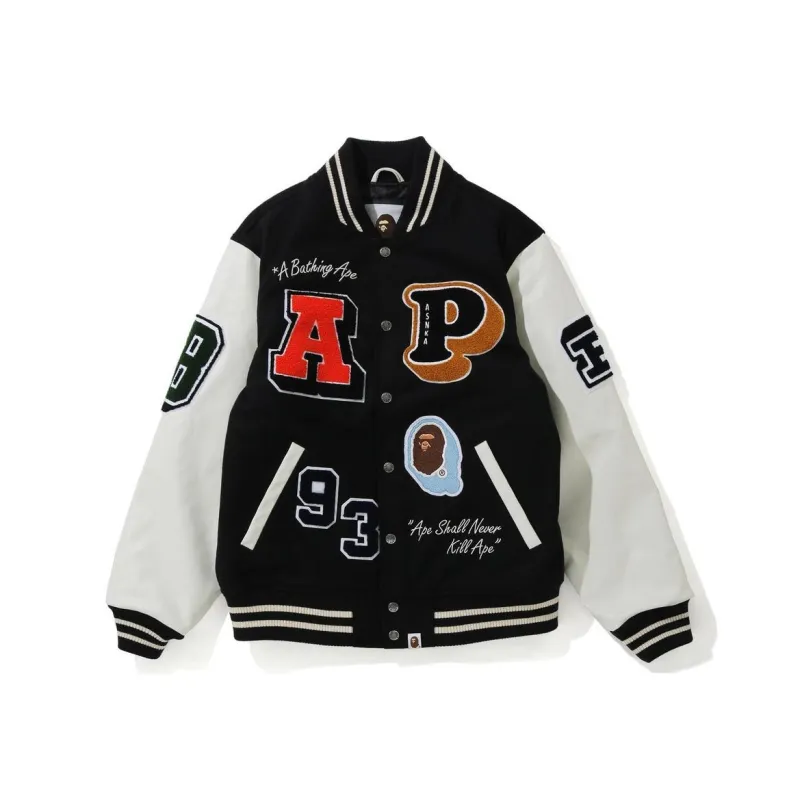 Bape Crazy Patch Varsity Jacket-2