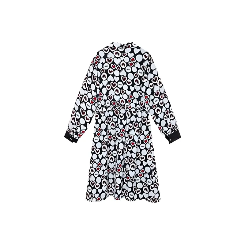 DKNY Long Sleeved Dresses Women's Black With Print-1