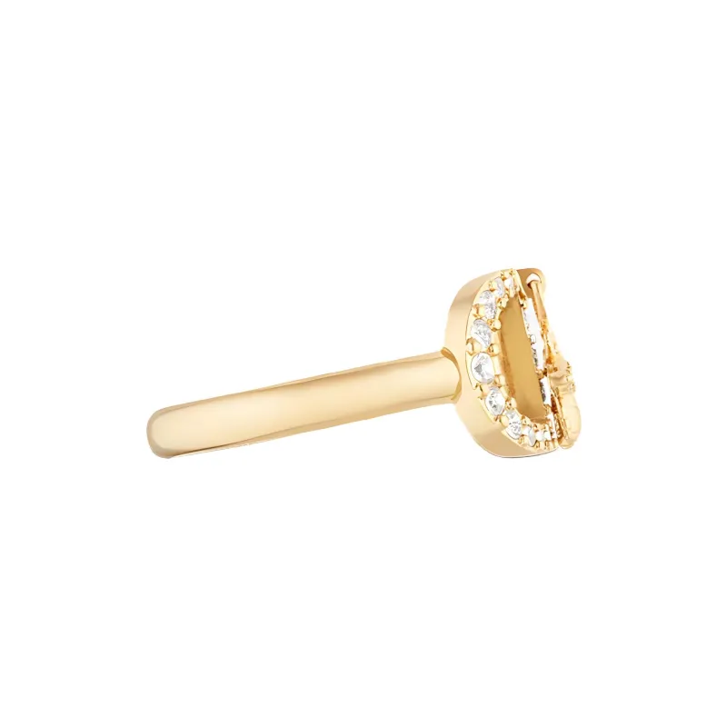 DIOR Faux Crystal Rings Women's Gold-2