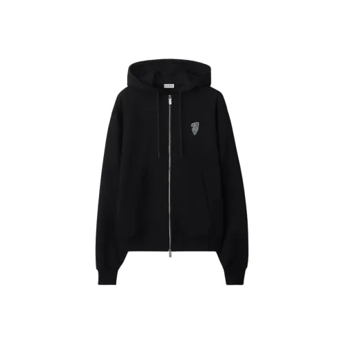 Burberry Ekd Motif Zip Up Drawstring Hoodie