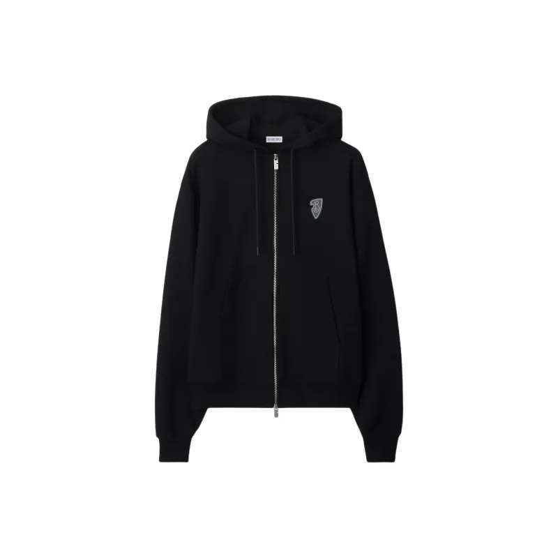 Burberry Ekd Motif Zip Up Drawstring Hoodie-0
