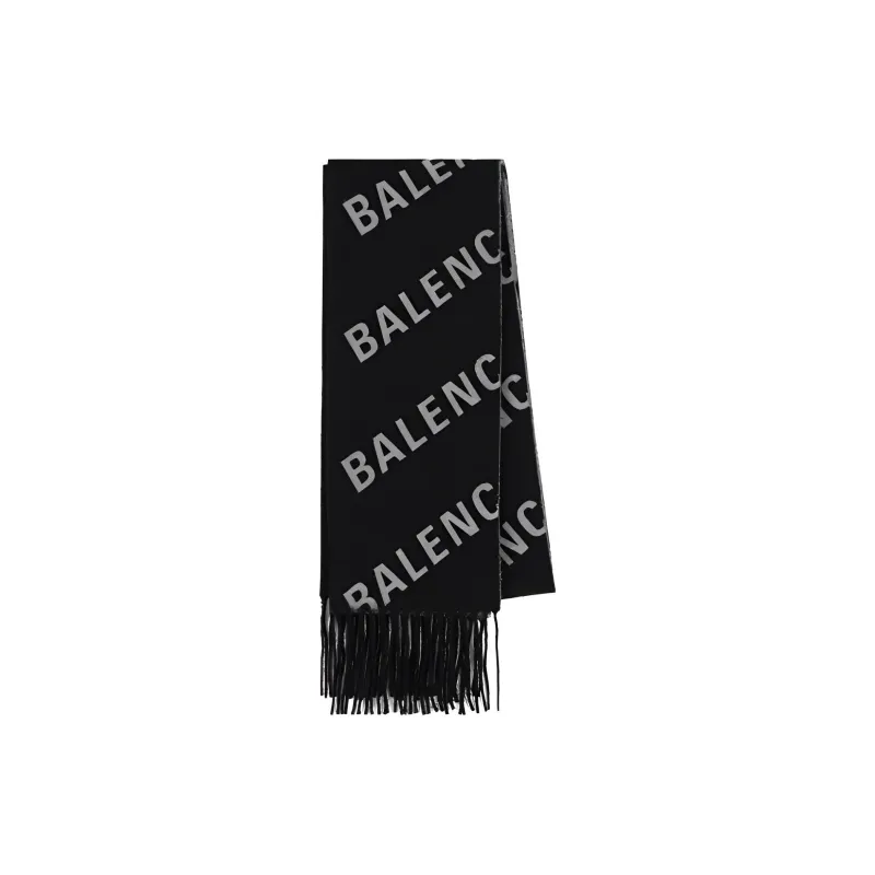 Balenciaga Allover Logo Fringed Scarf-3