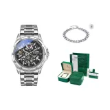 Premium Bracelet Square Box-Silver Case Black Dial Silver Steel Band