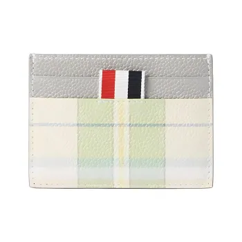 THOM BROWNE· Litchi Grain Leather Card Holder Men's Green & Gray