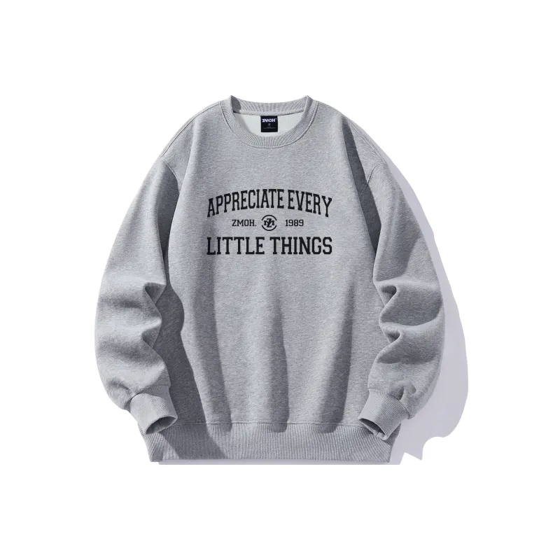 ZMOH Fleece Lined Crew Neck Sweatshirt Unisex Couple's-0