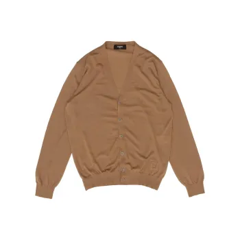 FENDI Ff Embossed V Neck Buttoned Cardigan