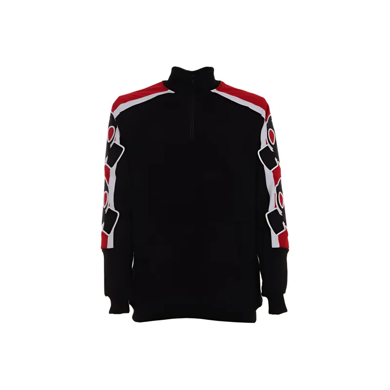 BUTNOT STREET COUTURE Felpa Mezza Zip E Ricamo Loghi Laterali Sweatshirt Men's Black-0