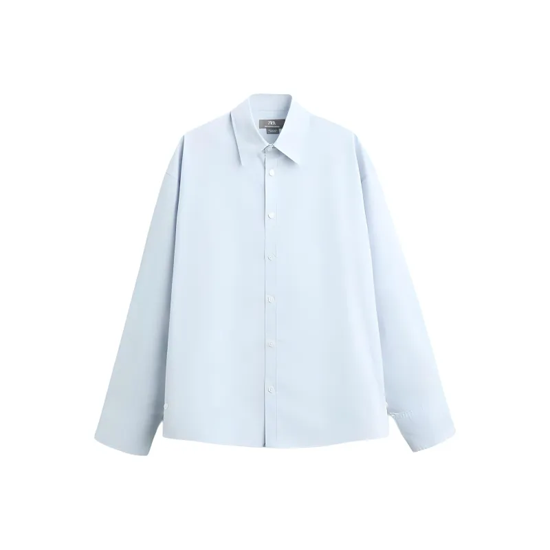 ZARA Shirts Men Light Blue-0