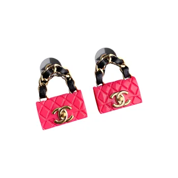 CHANEL Earrings Women's Rose Red