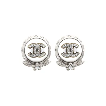CHANEL Crystal Cc Pearl Earrings