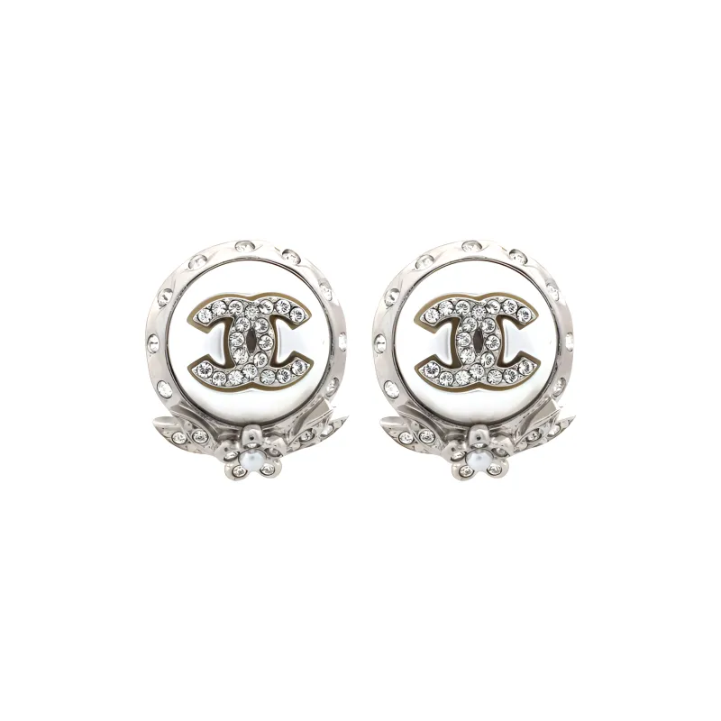 CHANEL Crystal Cc Pearl Earrings-0
