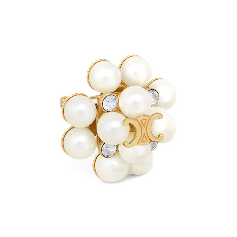 CELINE Les Perles CELINE Brooch In Strass Resin Pearls Brass With Gold Finish And Steel-1
