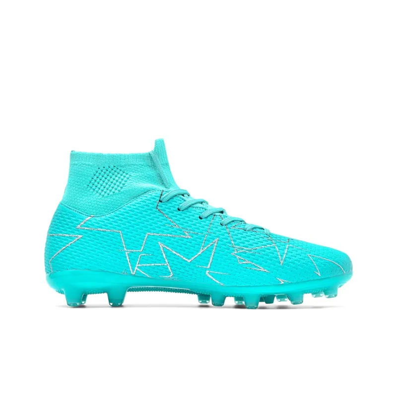 QIUTEXIONG Soccer Shoes Unisex High Top Black/White/Blue-17