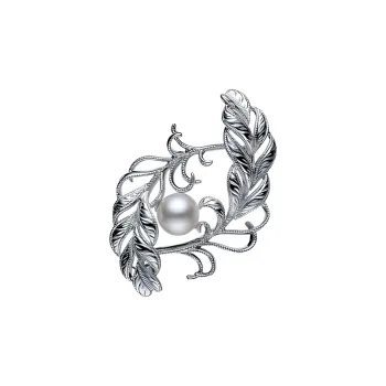 MIKIMOTO Rhodium Plated Pearl Brooches Women's Silver