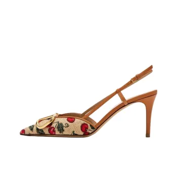 Valentino Vlogo Slim Heel High Heels 8cm Women's Beige