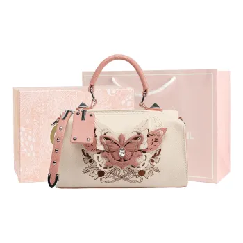 MISS GAIL Synthetic Leather One Shoulder Handbag Regular Women's White & Pink