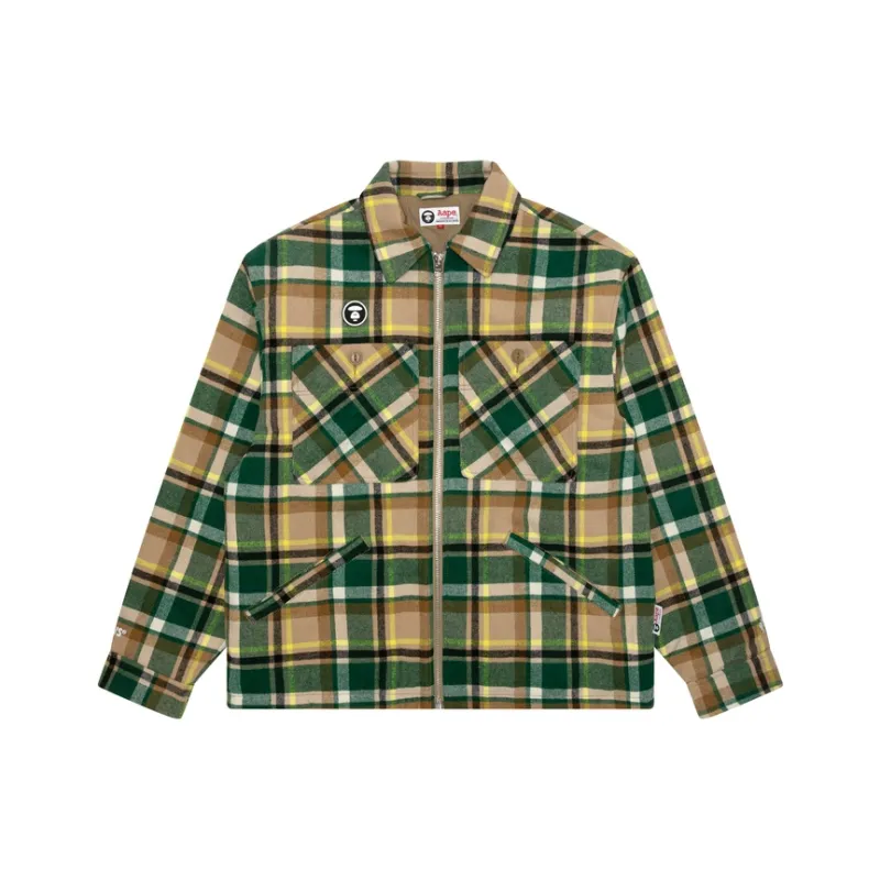 Aape Check print Zip up Shirt-0