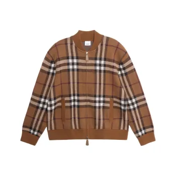 Burberry Checked Zip Up Jacket