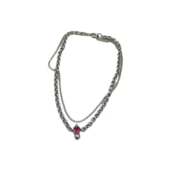 JUSTINE CLENQUET Brass, Palladium Plated, Crystal, Glass Necklaces Women's Silver