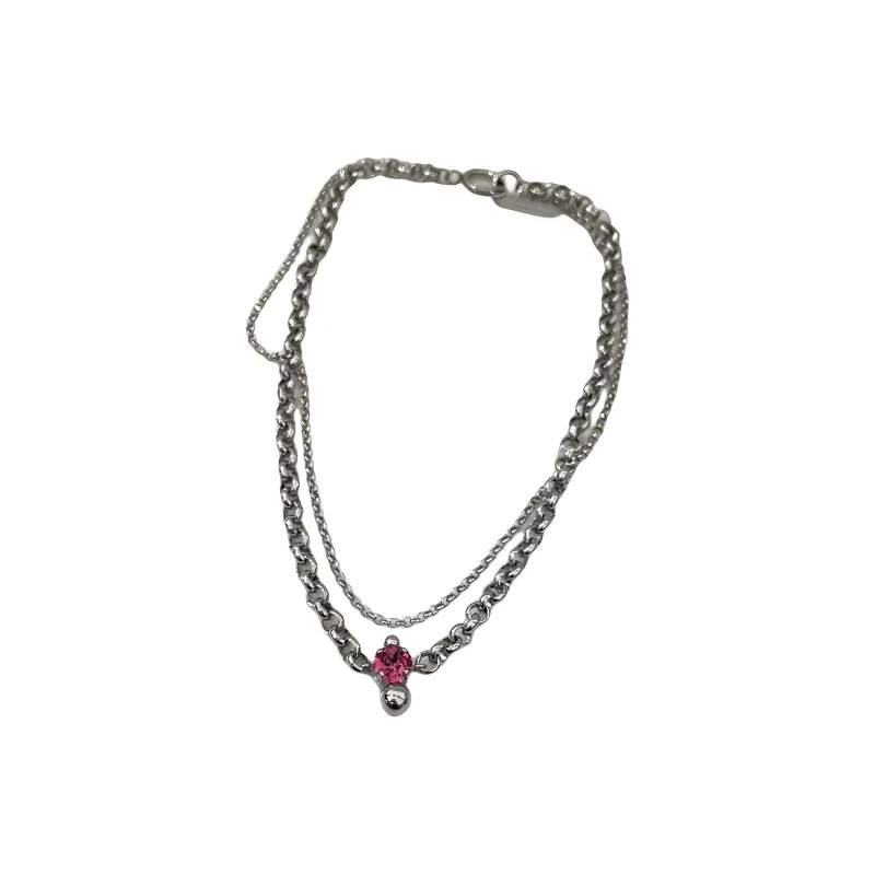 JUSTINE CLENQUET Brass, Palladium Plated, Crystal, Glass Necklaces Women's Silver-0