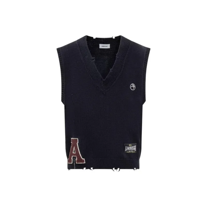 AMBUSH Logo Patch Raw Edge Knitted Vest-0