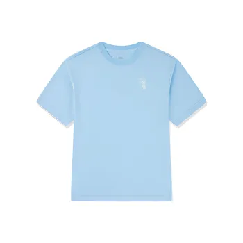 QIAODAN Drop Shoulder Sleeve T Shirt Unisex Sunny Mountain Blue