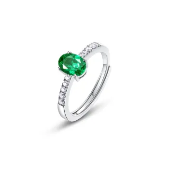 KOYOOME S925 Sterling Silver Cultured Emerald Ring Unisex