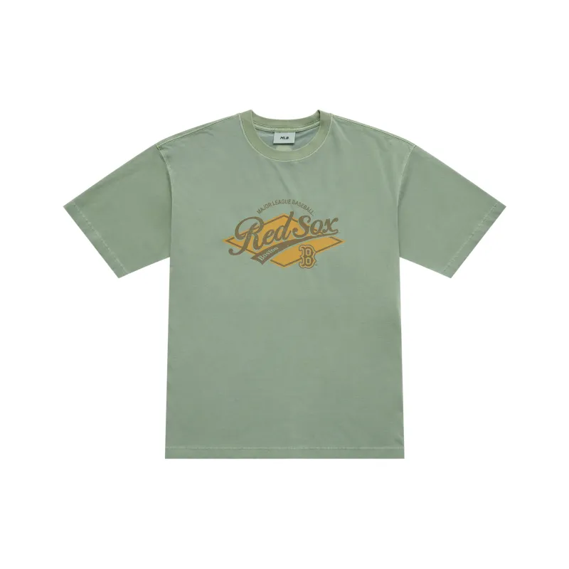 MLB Preppy Style Collection Basic Boston Red Sox SS25 T Shirt Unisex Khaki-0
