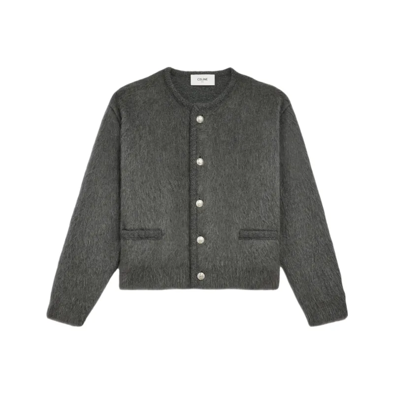 CELINE Cardigan Jacket In Brushed Mohair-0