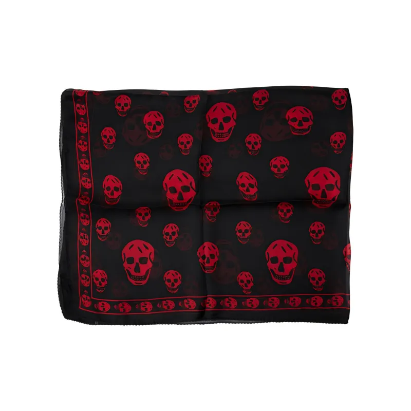 Alexander McQueen Classic Skull Printed Frayed Edeg Scarf-1