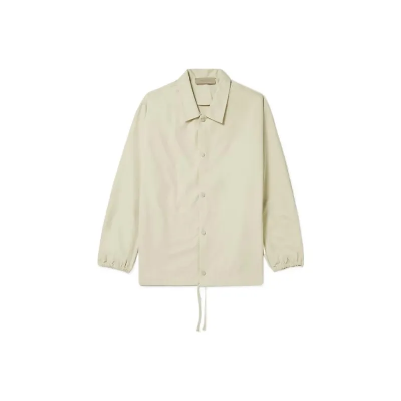 Fear Of God Essentials FW22 Logo Flocked Cotton Blend Coach Jacket Wheat Jacket Men's Wheat-0