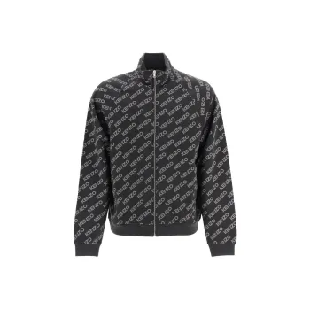 KENZO Logo Printed Funnel Neck Zipped Jacket