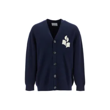 ISABEL MARANT Curtis Logo Intarsia Knitted Cardigan